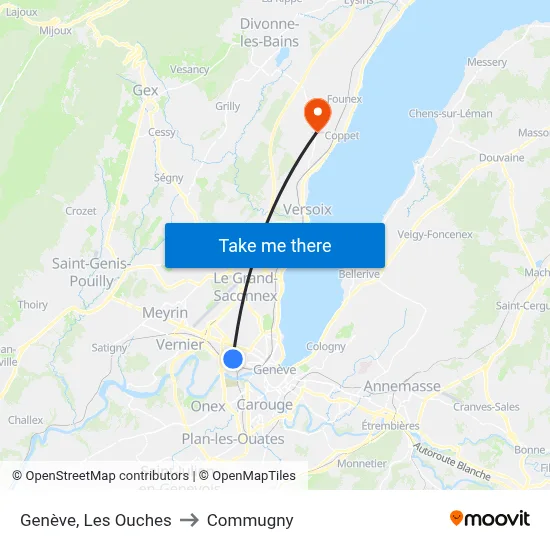 Genève, Les Ouches to Commugny map