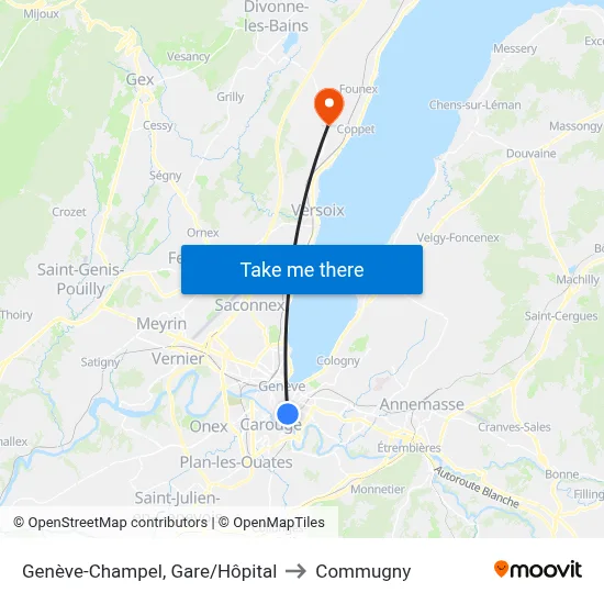Genève-Champel, Gare/Hôpital to Commugny map
