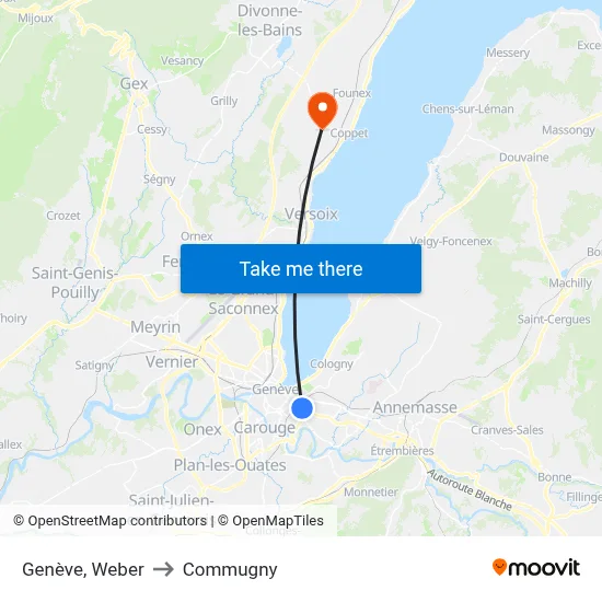 Genève, Weber to Commugny map