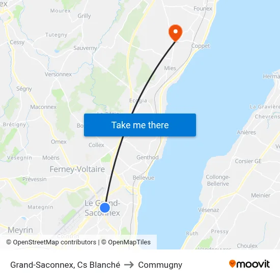 Grand-Saconnex, Cs Blanché to Commugny map