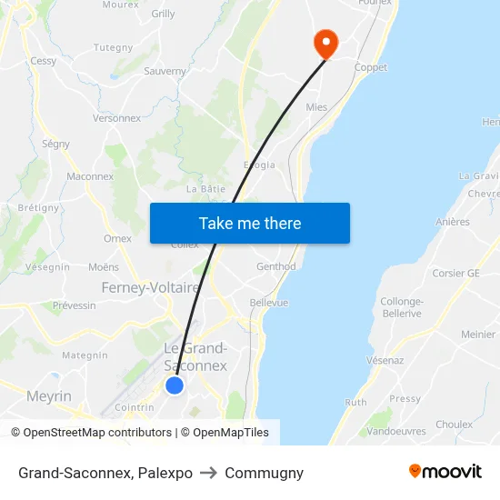 Grand-Saconnex, Palexpo to Commugny map