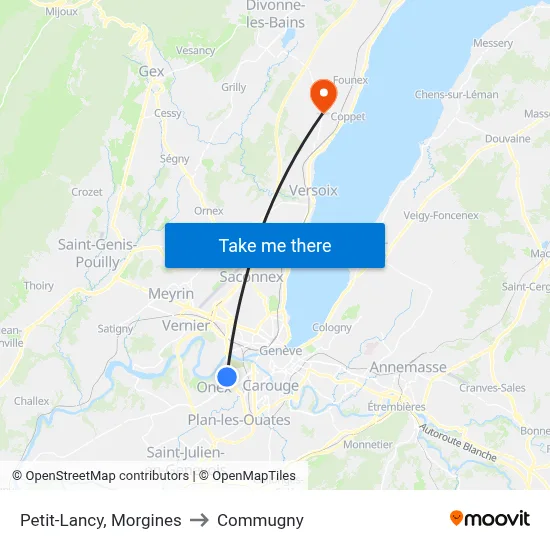 Petit-Lancy, Morgines to Commugny map