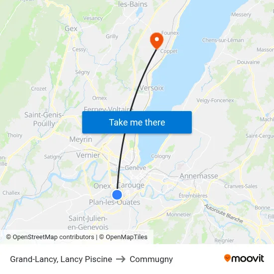 Grand-Lancy, Lancy Piscine to Commugny map