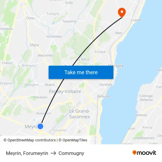 Meyrin, Forumeyrin to Commugny map