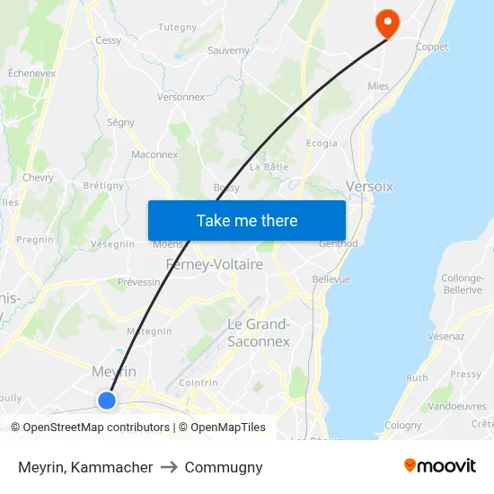 Meyrin, Kammacher to Commugny map