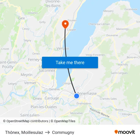 Thônex, Moillesulaz to Commugny map