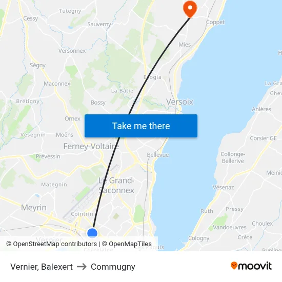 Vernier, Balexert to Commugny map