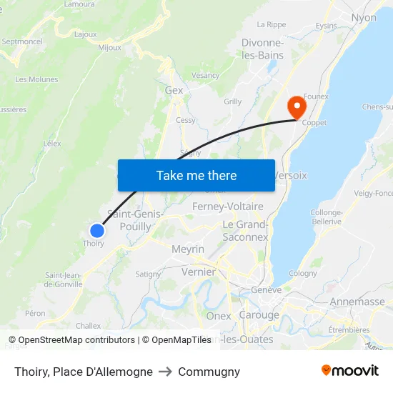 Thoiry, Place D'Allemogne to Commugny map