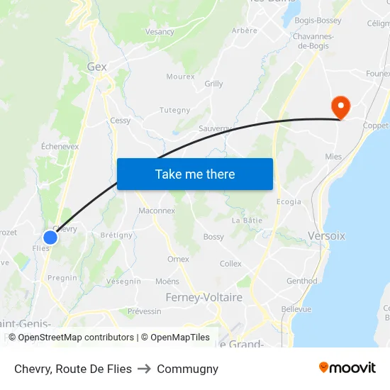 Chevry, Route De Flies to Commugny map