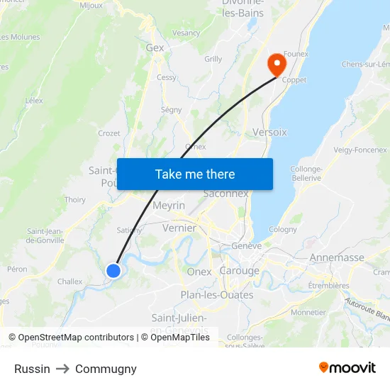Russin to Commugny map