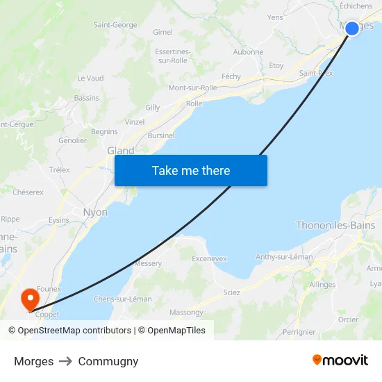 Morges to Commugny map