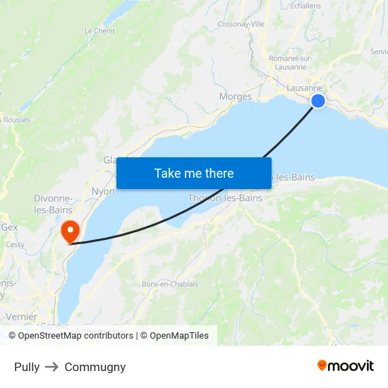 Pully to Commugny map