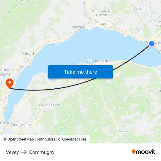 Vevey to Commugny map