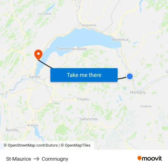 St-Maurice to Commugny map