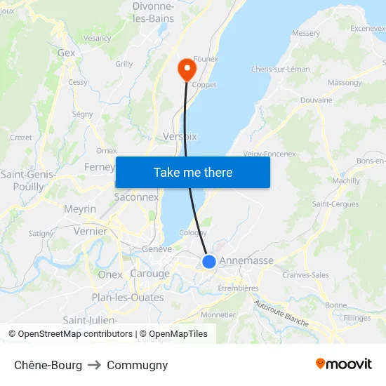 Chêne-Bourg to Commugny map