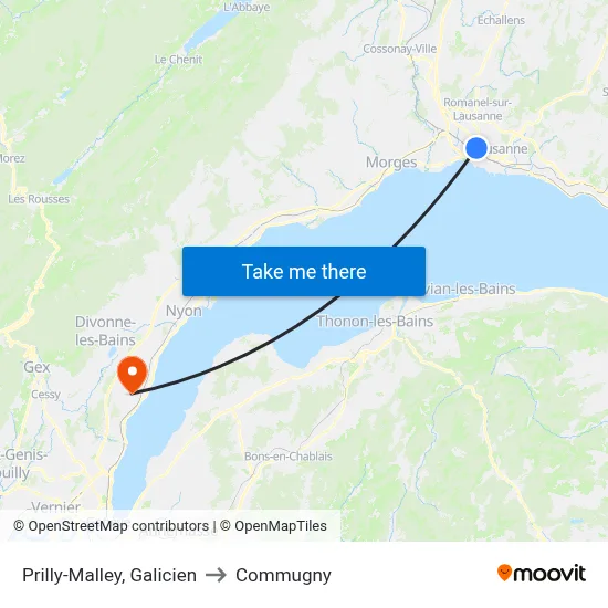 Prilly-Malley, Galicien to Commugny map