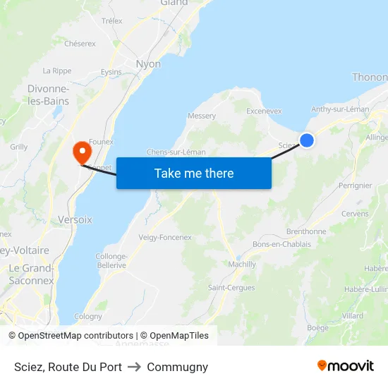 Sciez, Route Du Port to Commugny map