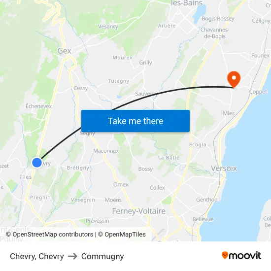 Chevry, Chevry to Commugny map