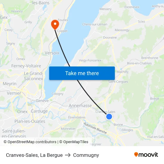 Cranves-Sales, La Bergue to Commugny map