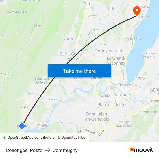 Collonges, Poste to Commugny map