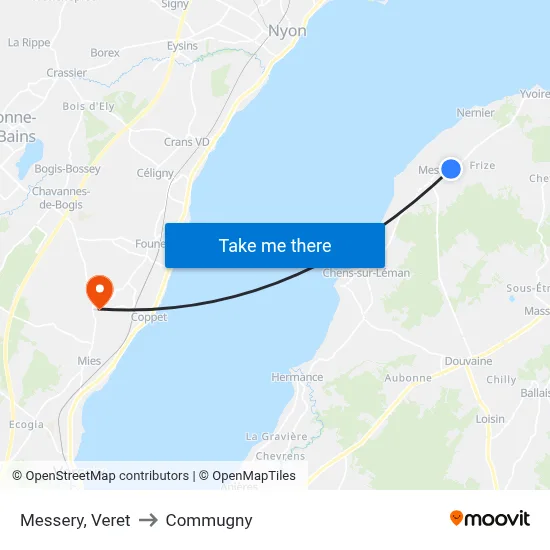 Messery, Veret to Commugny map