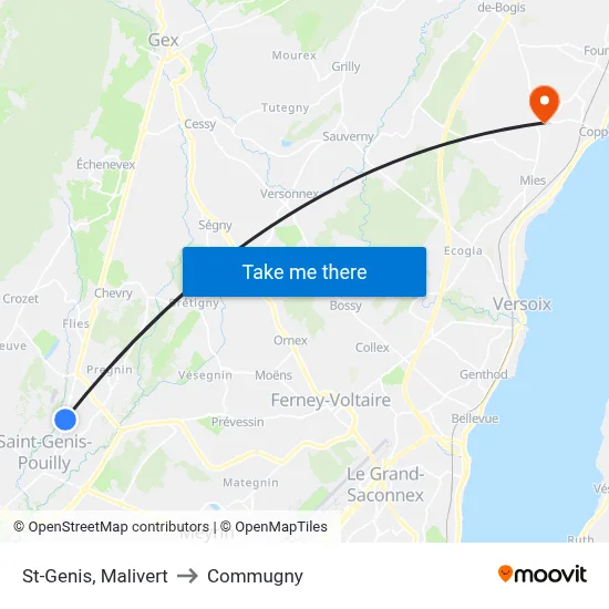 St-Genis, Malivert to Commugny map