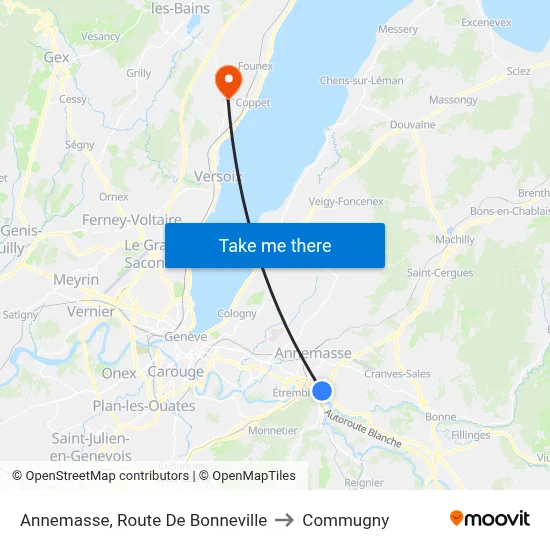 Annemasse, Route De Bonneville to Commugny map
