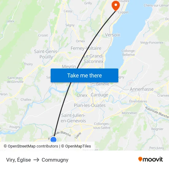 Viry, Église to Commugny map