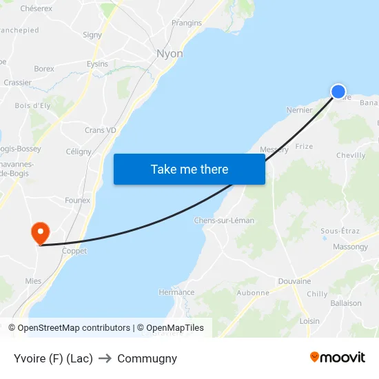 Yvoire (F) (Lac) to Commugny map