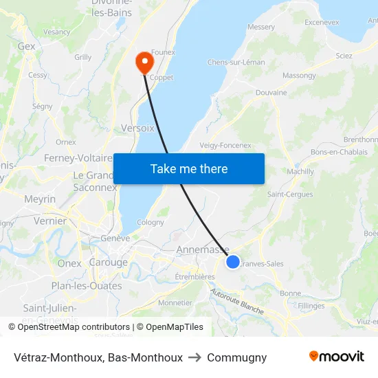 Vétraz-Monthoux, Bas-Monthoux to Commugny map