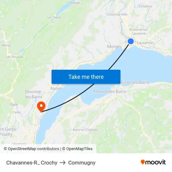 Chavannes-R., Crochy to Commugny map