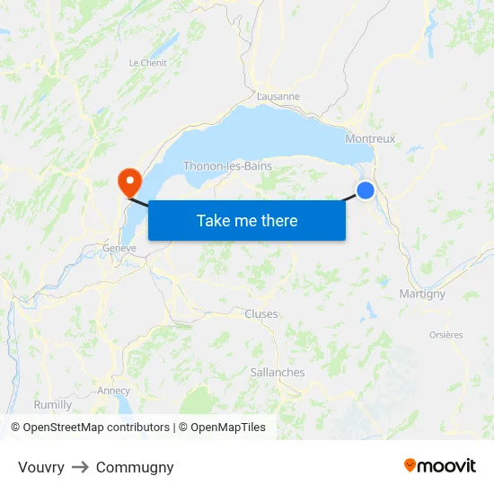 Vouvry to Commugny map