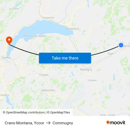 Crans-Montana, Ycoor to Commugny map