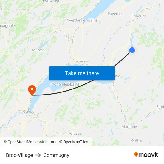 Broc-Village to Commugny map