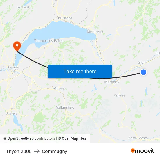 Thyon 2000 to Commugny map