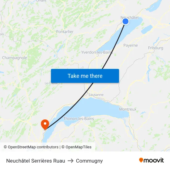 Neuchâtel Serrières Ruau to Commugny map