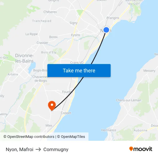 Nyon, Mafroi to Commugny map