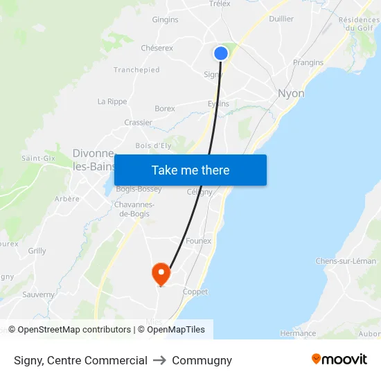 Signy, Centre Commercial to Commugny map