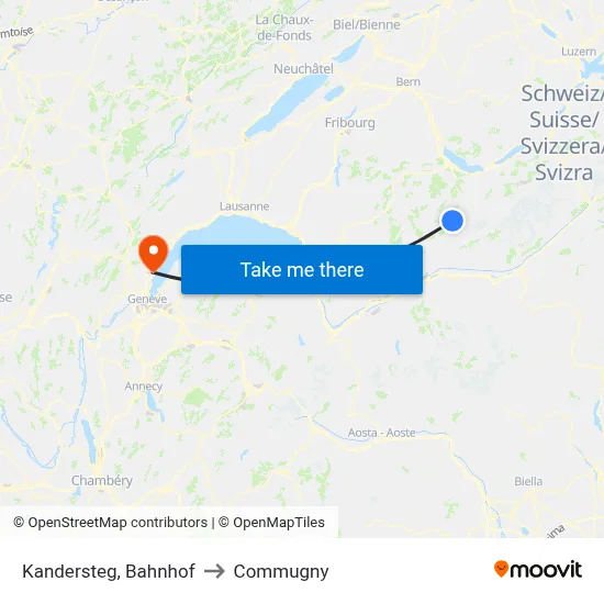 Kandersteg, Bahnhof to Commugny map