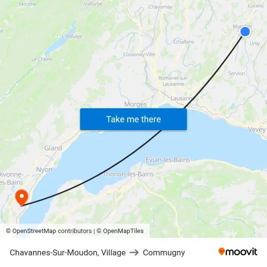 Chavannes-Sur-Moudon, Village to Commugny map