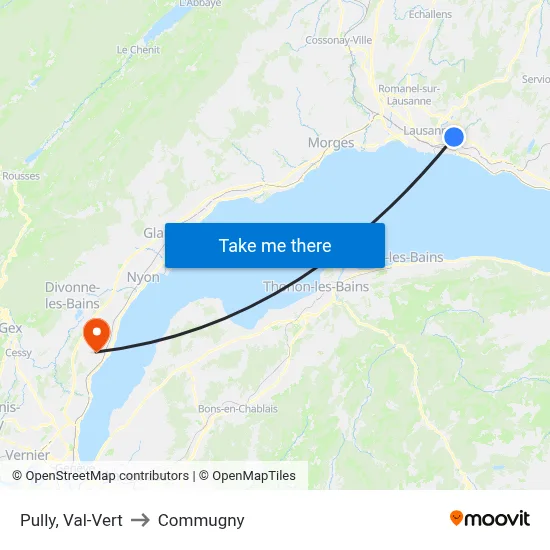 Pully, Val-Vert to Commugny map