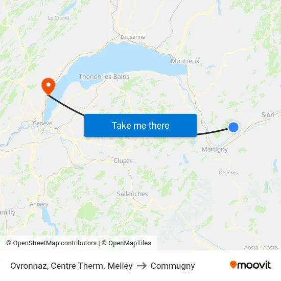 Ovronnaz, Centre Therm. Melley to Commugny map