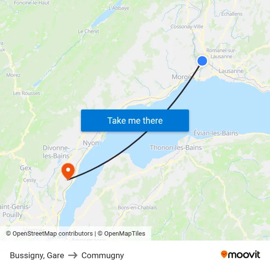 Bussigny, Gare to Commugny map