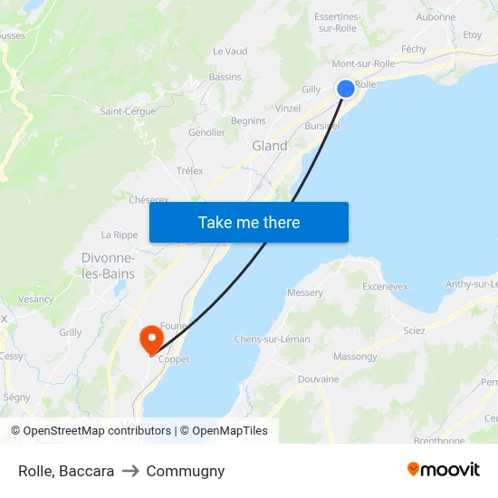 Rolle, Baccara to Commugny map