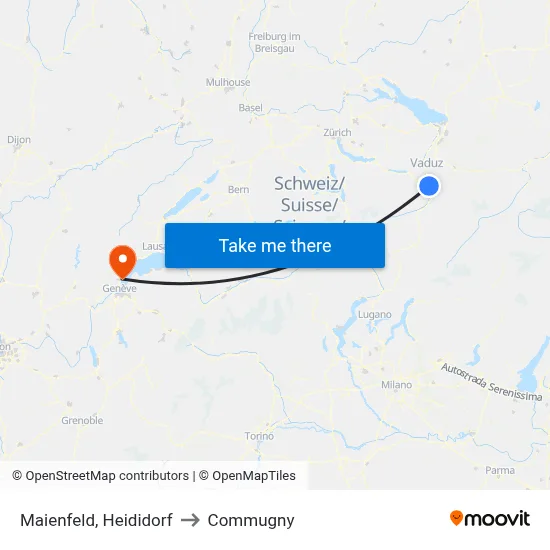 Maienfeld, Heididorf to Commugny map