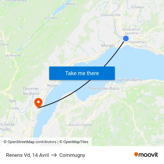 Renens Vd, 14 Avril to Commugny map