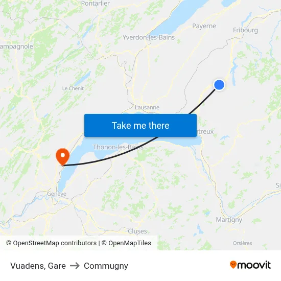 Vuadens, Gare to Commugny map