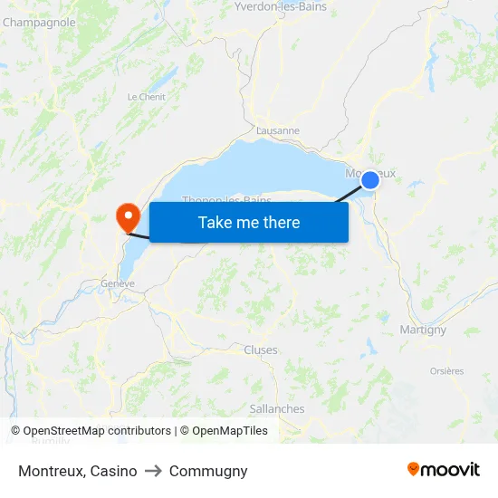 Montreux, Casino to Commugny map