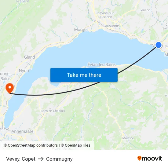 Vevey, Copet to Commugny map