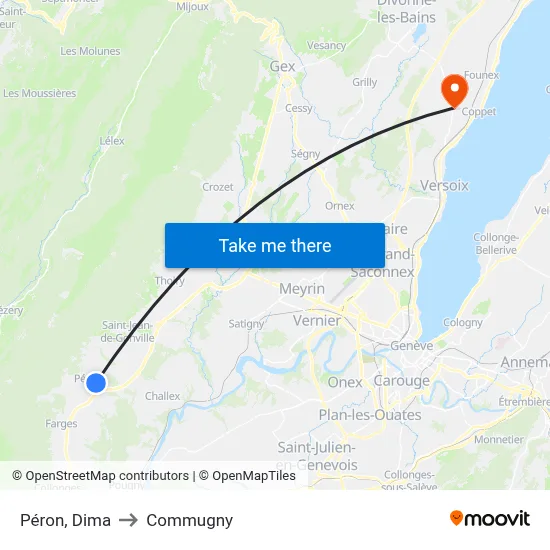 Péron, Dima to Commugny map